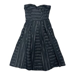 Eva Franco Strapless A-line Dress Sz 6 NWOT *Sample style* Black/Silver Striped